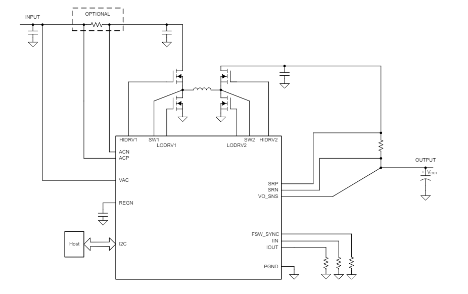 Schaltplan - Texas Instruments BQ25758 Bidirektionaler Auf-/Abwärtsregler